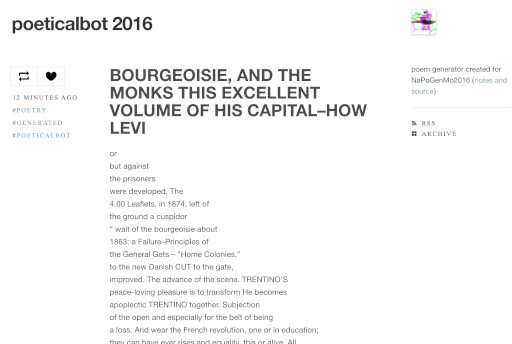 My poetry-generating bot originally written in 2016 is now on AWS and posting again